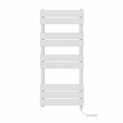 Right Radiators Prefilled Electric Flat Panel Heated Towel Rail Bathroom Ladder Warmer Rads - White 1000x450 mm