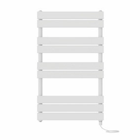 Right Radiators Prefilled Electric Flat Panel Heated Towel Rail Bathroom Ladder Warmer Rads - White 1000x600 mm