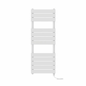 Right Radiators Prefilled Electric Flat Panel Heated Towel Rail Bathroom Ladder Warmer Rads - White 1200x450 mm