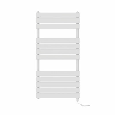 Right Radiators Prefilled Electric Flat Panel Heated Towel Rail Bathroom Ladder Warmer Rads - White 1200x600 mm