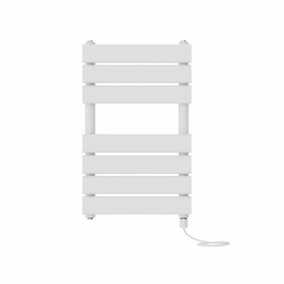 Right Radiators Prefilled Electric Flat Panel Heated Towel Rail Bathroom Ladder Warmer Rads - White 650x400 mm