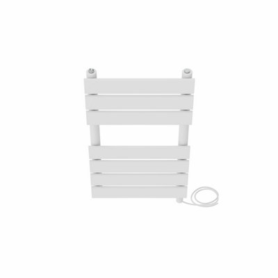 Right Radiators Prefilled Electric Flat Panel Heated Towel Rail Bathroom Ladder Warmer Rads - White 650x400 mm
