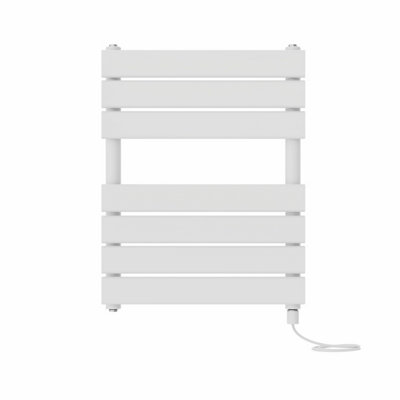 Right Radiators Prefilled Electric Flat Panel Heated Towel Rail Bathroom Ladder Warmer Rads - White 650x500 mm