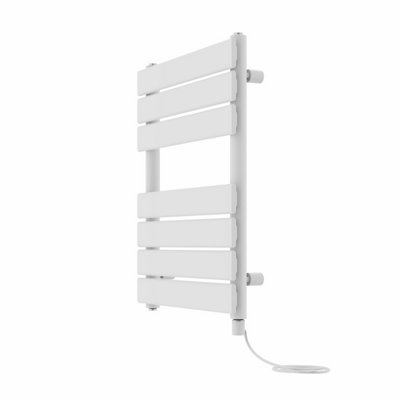 Right Radiators Prefilled Electric Flat Panel Heated Towel Rail Bathroom Ladder Warmer Rads - White 650x500 mm
