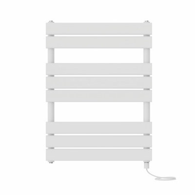 Right Radiators Prefilled Electric Flat Panel Heated Towel Rail Bathroom Ladder Warmer Rads - White 800x600 mm