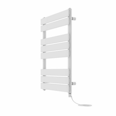 Right Radiators Prefilled Electric Flat Panel Heated Towel Rail Bathroom Ladder Warmer Rads - White 800x600 mm