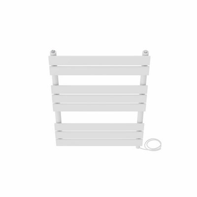 Right Radiators Prefilled Electric Flat Panel Heated Towel Rail Bathroom Ladder Warmer Rads - White 800x600 mm