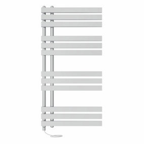 Right Radiators Prefilled Electric Heated Towel Rail D-shape Ladder Warmer Rads - 1200x600mm Chrome
