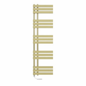 Right Radiators Prefilled Electric Heated Towel Rail D-shape Ladder Warmer Rads - 1600x450mm Brushed Brass