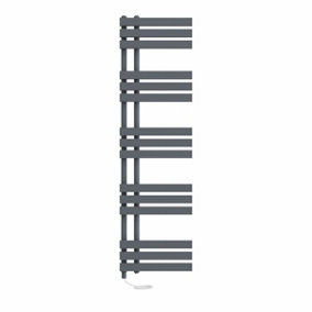 Right Radiators Prefilled Electric Heated Towel Rail D-shape Ladder Warmer Rads - 1600x450mm Sand Grey