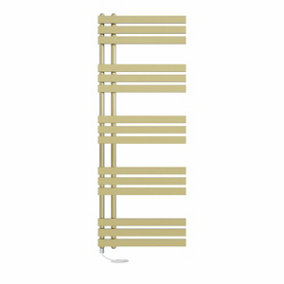 Right Radiators Prefilled Electric Heated Towel Rail D-shape Ladder Warmer Rads - 1600x600mm Brushed Brass