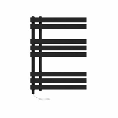 Right Radiators Prefilled Electric Heated Towel Rail D-shape Ladder Warmer Rads - 800x600mm Black Price Comparisons | Compare The Build