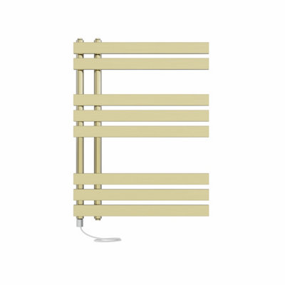 Right Radiators Prefilled Electric Heated Towel Rail D-shape Ladder Warmer Rads - 800x600mm Brushed Brass