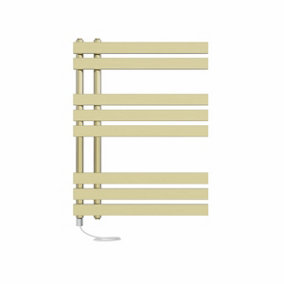 Right Radiators Prefilled Electric Heated Towel Rail D-shape Ladder Warmer Rads - 800x600mm Brushed Brass