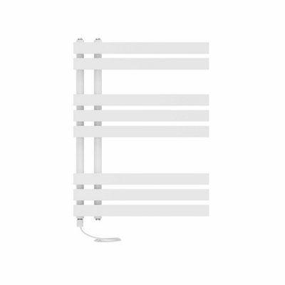 Right Radiators Prefilled Electric Heated Towel Rail D-shape Ladder Warmer Rads - 800x600mm White