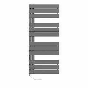 Right Radiators Prefilled Electric Heated Towel Rail Flat Panel Ladder Warmer Rads - 1126x500mm Gunmetal