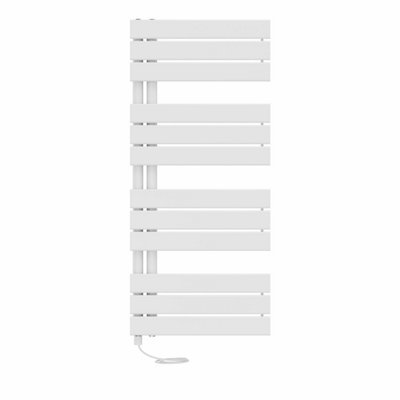 Right Radiators Prefilled Electric Heated Towel Rail Flat Panel Ladder Warmer Rads - 1126x500mm White