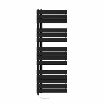 Right Radiators Prefilled Electric Heated Towel Rail Flat Panel Ladder Warmer Rads - 1380x500mm Black