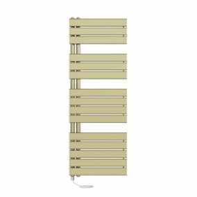 Right Radiators Prefilled Electric Heated Towel Rail Flat Panel Ladder Warmer Rads - 1380x500mm Brushed Brass