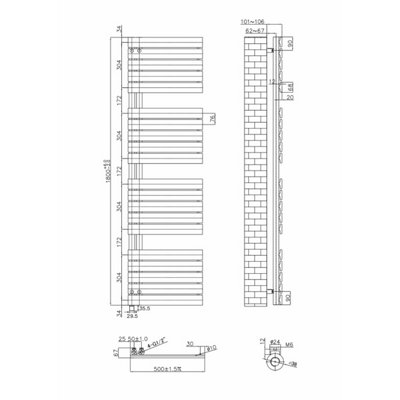 Right Radiators Prefilled Electric Heated Towel Rail Flat Panel Ladder ...