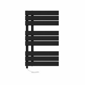 Right Radiators Prefilled Electric Heated Towel Rail Flat Panel Ladder Warmer Rads - 824x500mm Black