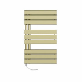 Right Radiators Prefilled Electric Heated Towel Rail Flat Panel Ladder Warmer Rads - 824x500mm Brushed Brass
