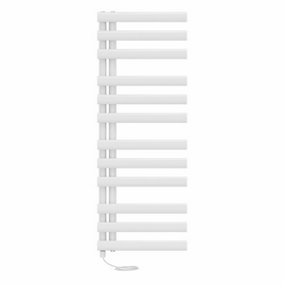 Right Radiators Prefilled Electric Heated Towel Rail Oval Column Ladder Warmer Rads - 1200x450mm White