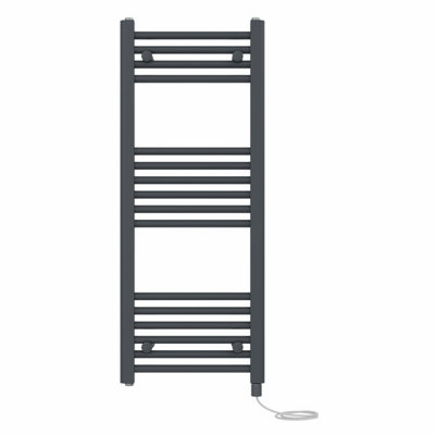 Right Radiators Prefilled Electric Straight Heated Towel Rail Bathroom Ladder Warmer Rads - Anthracite 1000x400 mm