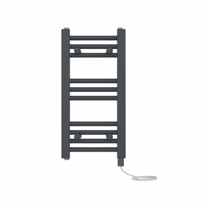 Right Radiators Prefilled Electric Straight Heated Towel Rail Bathroom Ladder Warmer Rads - Anthracite 600x300 mm