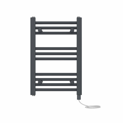 Right Radiators Prefilled Electric Straight Heated Towel Rail Bathroom Ladder Warmer Rads - Anthracite 600x400 mm