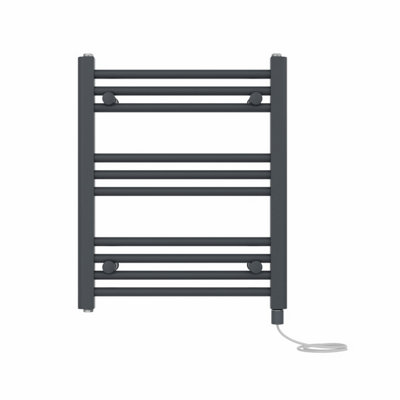 Right Radiators Prefilled Electric Straight Heated Towel Rail Bathroom Ladder Warmer Rads - Anthracite 600x500 mm