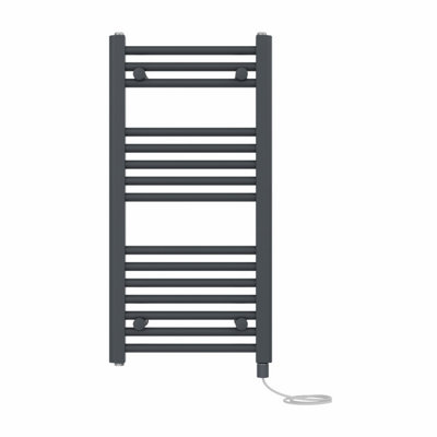 Right Radiators Prefilled Electric Straight Heated Towel Rail Bathroom Ladder Warmer Rads - Anthracite 800x400 mm