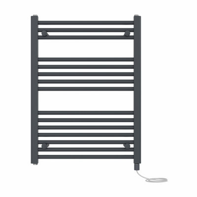 Right Radiators Prefilled Electric Straight Heated Towel Rail Bathroom Ladder Warmer Rads - Anthracite 800x600 mm
