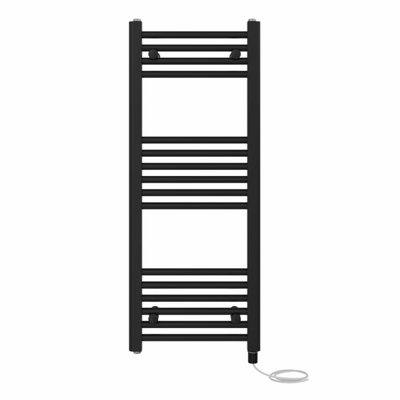 Right Radiators Prefilled Electric Straight Heated Towel Rail Bathroom Ladder Warmer Rads - Black 1000x400 mm