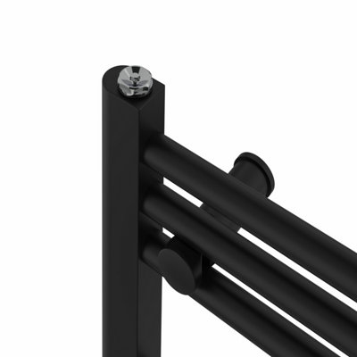 Right Radiators Prefilled Electric Straight Heated Towel Rail Bathroom Ladder Warmer Rads - Black 600x300 mm