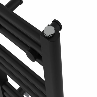 Right Radiators Prefilled Electric Straight Heated Towel Rail Bathroom Ladder Warmer Rads - Black 600x400 mm