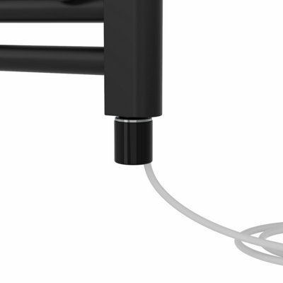 Right Radiators Prefilled Electric Straight Heated Towel Rail Bathroom Ladder Warmer Rads - Black 600x400 mm