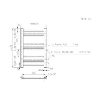 Right Radiators Prefilled Electric Straight Heated Towel Rail Bathroom Ladder Warmer Rads - Black 600x400 mm