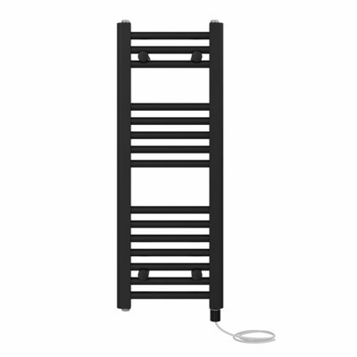 Right Radiators Prefilled Electric Straight Heated Towel Rail Bathroom Ladder Warmer Rads - Black 800x300 mm