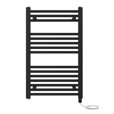 Right Radiators Prefilled Electric Straight Heated Towel Rail Bathroom Ladder Warmer Rads - Black 800x500 mm