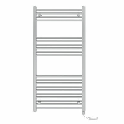 Right Radiators Prefilled Electric Straight Heated Towel Rail Bathroom Ladder Warmer Rads - Chrome 1200x600 mm