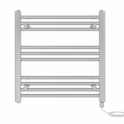 Right Radiators Prefilled Electric Straight Heated Towel Rail Bathroom Ladder Warmer Rads - Chrome 600x600 mm