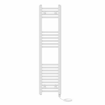 Right Radiators Prefilled Electric Straight Heated Towel Rail Bathroom Ladder Warmer Rads - White 1200x300 mm