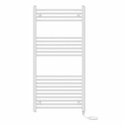 Right Radiators Prefilled Electric Straight Heated Towel Rail Bathroom Ladder Warmer Rads - White 1200x600 mm