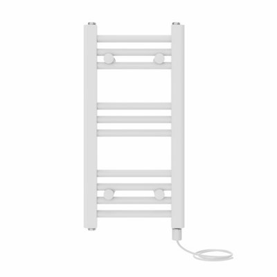 Right Radiators Prefilled Electric Straight Heated Towel Rail Bathroom Ladder Warmer Rads - White 600x300 mm