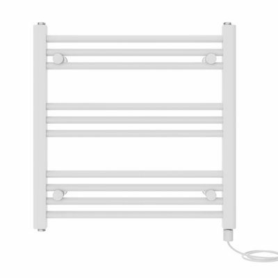 Right Radiators Prefilled Electric Straight Heated Towel Rail Bathroom Ladder Warmer Rads - White 600x600 mm