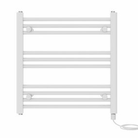 Right Radiators Prefilled Electric Straight Heated Towel Rail Bathroom Ladder Warmer Rads - White 600x600 mm
