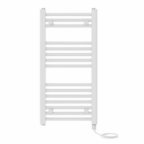 Right Radiators Prefilled Electric Straight Heated Towel Rail Bathroom Ladder Warmer Rads - White 800x400 mm