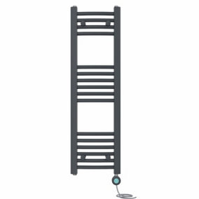 Right Radiators Prefilled Thermostatic Electric Heated Towel Rail Curved Bathroom Ladder Warmer - Anthracite 1000x300 mm