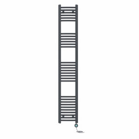 Right Radiators Prefilled Thermostatic Electric Heated Towel Rail Curved Bathroom Ladder Warmer - Anthracite 1800x300 mm
